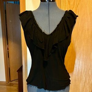 Kenneth Cole Black Ruffled Blouse